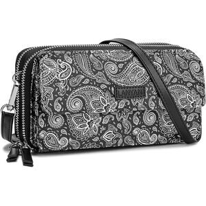 Women Paisley Black Imported Faux Leather Crossbody Purse With Phone Pocket Bag